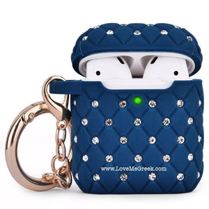 Blue Quilted Airpod Case